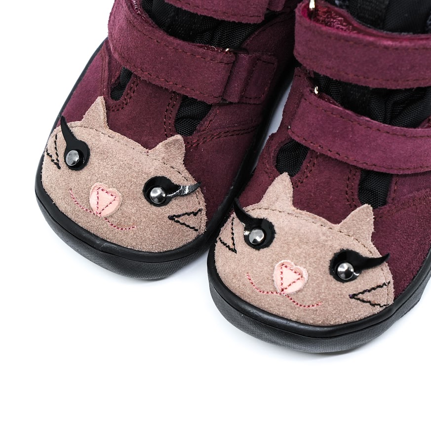 Trzewiki dziecięce Mrugała Neko Barefoot Kitty Plum Membrana TE-POR