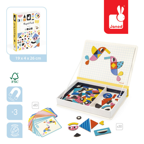 Janod Magnetyczna układanka Kształty Magnetibook 3+