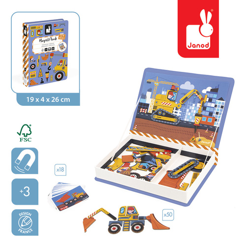 Janod Magnetyczna układanka Plac Budowy Magnetibook 3+