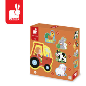 Janod Puzzle progresywne 5 układanek - 2, 4, 6, 8 i 10 el. Farma 2+