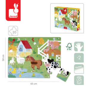 Janod Puzzle sensoryczne dotykowe Farma 20 el. 2+