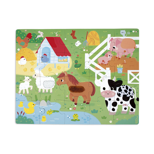 Janod Puzzle sensoryczne dotykowe Farma 20 el. 2+
