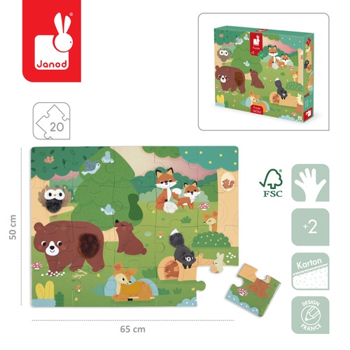 Janod Puzzle sensoryczne dotykowe Las 20 el. 2+