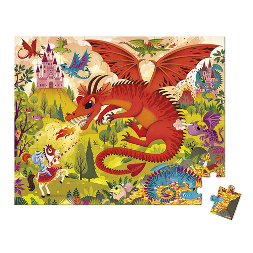 Puzzle w walizce Królestwo smoków 54 elementy 5+ Made in France, Janod